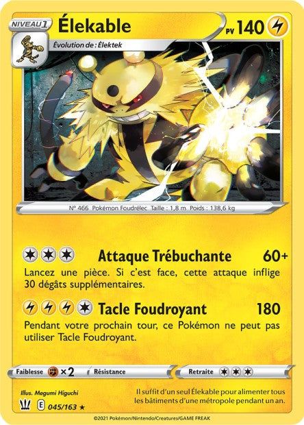 Carte Pokémon Élekable 045/163 SWSH5 Styles de Combat EB05 Neuf FR LorenZone