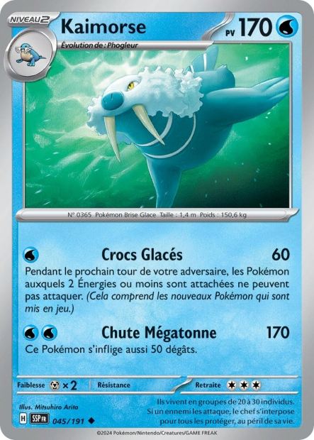 Carte Pokémon Kaimorse 045/191 SSP Étincelles Déferlantes EV08 Neuf FR LorenZone