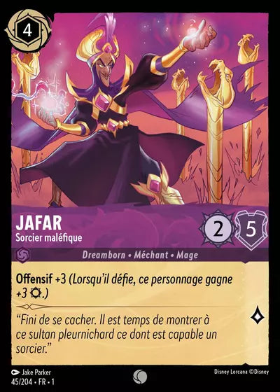 Carte Lorcana - Disney Jafar, Sorcier maléfique 045/204 Chapitre 01 Premier Chapitre FC Neuf FR LorenZone