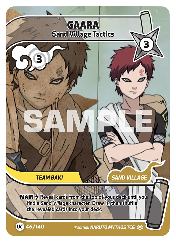 Carte Naruto Mythos Gaara Sand Village Tactics 046/140 Uncommon Full Art Shinobi Shiren 2ème Chapitre Neuf EN LorenZone
