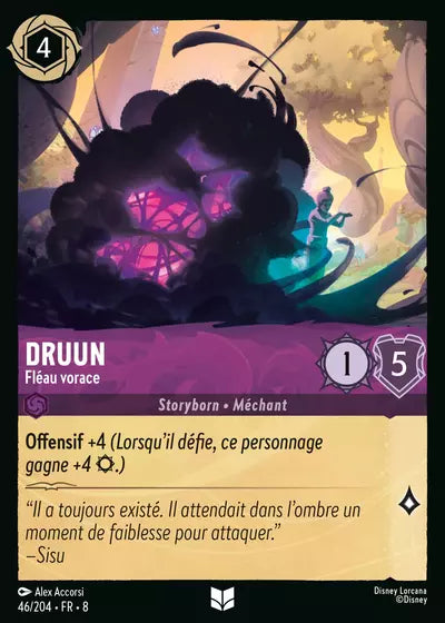 Carte Lorcana - Disney Druun, Fléau vorace 046/204 Peu Commune Alex Accorsi Chapitre 08 Le Règne de Jafar ROJ Neuf FR LorenZone