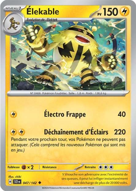 Carte Pokémon Élekable 047/142 SCR Couronne Stellaire EV07 Neuf FR LorenZone