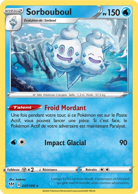 Carte Pokémon Sorbouboul 047/189 SWSH3 Ténèbres Embrasées EB03 Neuf FR LorenZone