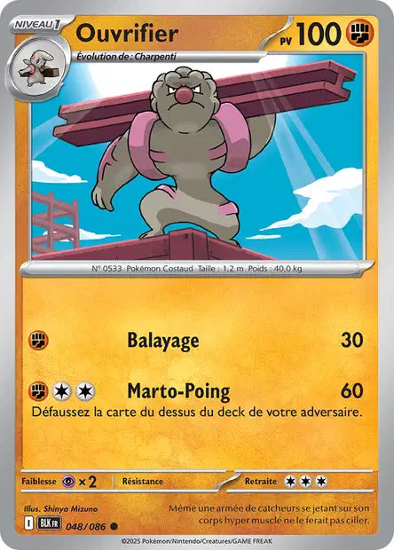 Carte Pokémon Ouvrifier 048/086 BLK Foudre Noire EV10_5 Neuf FR LorenZone