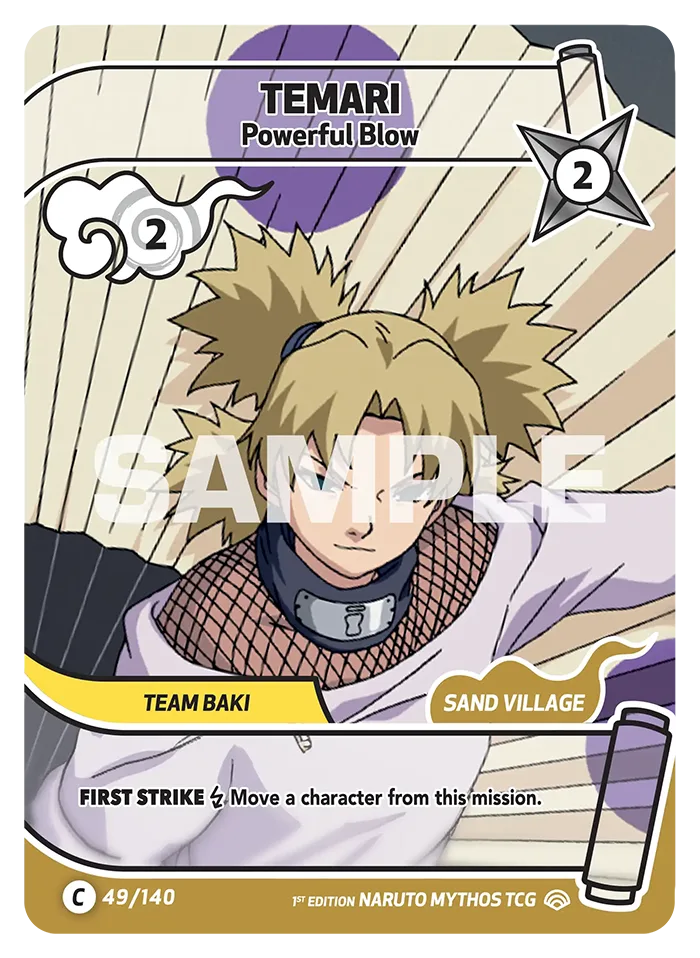 Carte Naruto Mythos Temari Powerful Blow 049/140 Common Full Art Shinobi Shiren 2ème Chapitre Neuf EN LorenZone