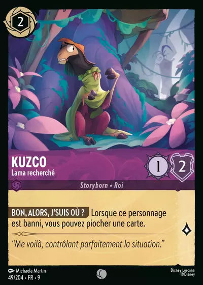 Carte Lorcana - Disney Kuzco, Lama recherché 049/204 Chapitre 09 Fabuleux FAB Neuf FR LorenZone