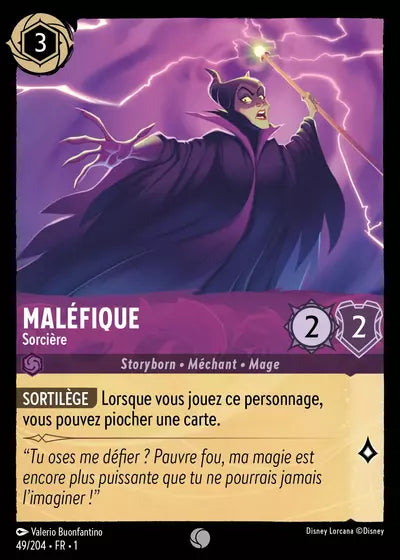 Carte Lorcana - Disney Maléfique, Sorcière 049/204 Chapitre 01 Premier Chapitre FC Neuf FR LorenZone