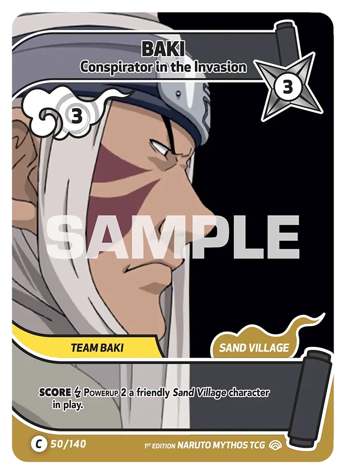 Carte Naruto Mythos Baki Conspirator in the Invasion 050/140 Common Full Art Shinobi Shiren 2ème Chapitre Neuf EN LorenZone