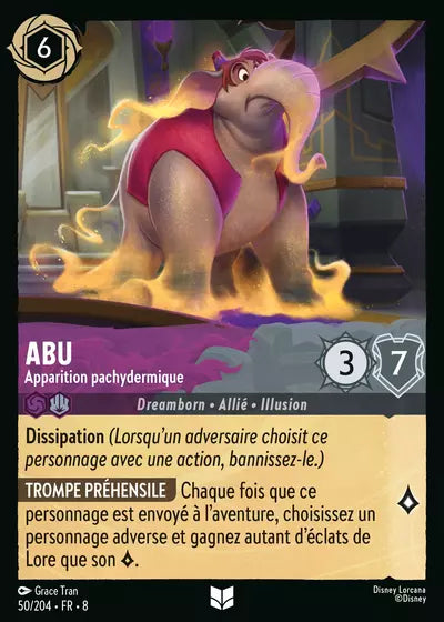 Carte Lorcana - Disney Abu, Apparition pachydermique 050/204 Peu Commune Grace Tran Chapitre 08 Le Règne de Jafar ROJ Neuf FR LorenZone