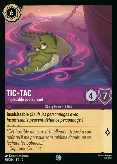 Carte Lorcana - Disney Tic-Tac, Implacable poursuivant 050/204 Chapitre 09 Fabuleux FAB Neuf FR LorenZone