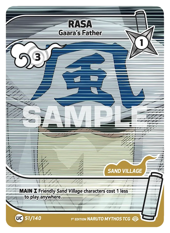 Carte Naruto Mythos Rasa Gaara's Father 051/140 Uncommon Full Art Shinobi Shiren 2ème Chapitre Neuf EN LorenZone