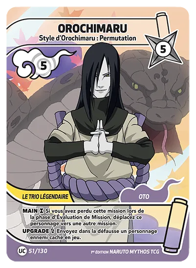 Carte Naruto Mythos OROCHIMARU – Style d'Orochimaru Permutation 051/130 UC 1er Chapitre Neuf FR LorenZone