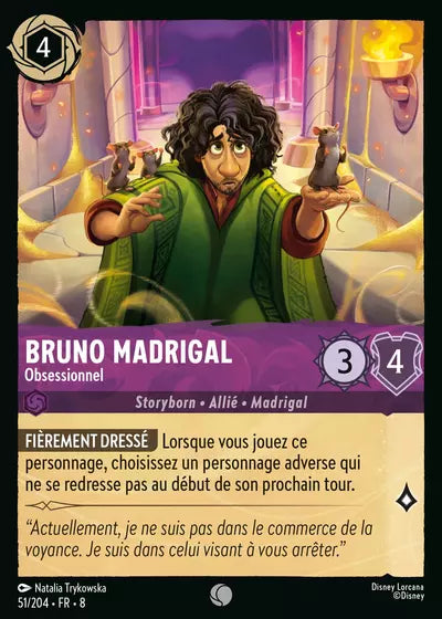 Carte Lorcana - Disney Bruno Madrigal, Obessionnel 051/204 Commune Natalia Trykowska Chapitre 08 Le Règne de Jafar ROJ Neuf FR LorenZone