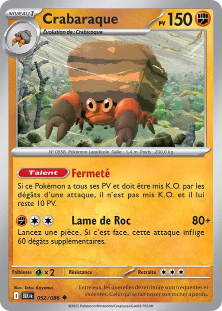 Carte Pokémon Crabaraque 052/086 BLK Foudre Noire EV10_5 Neuf FR LorenZone