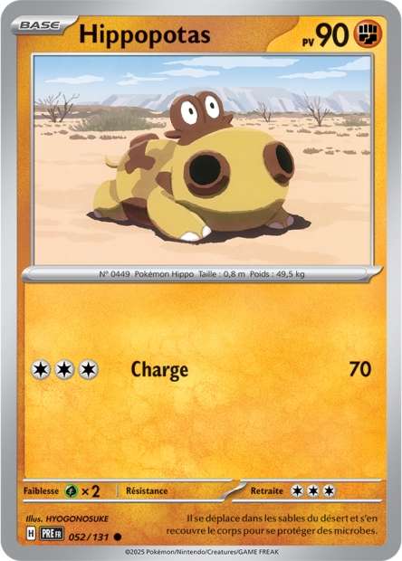 Carte Pokémon Hippopotas 052/131 Evolutions Prismatiques PRE EV8_5 Neuf FR LorenZone