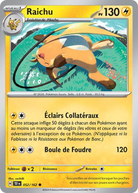 Carte Pokémon Raichu 052/162 TEF Forces Temporelles EV05 Neuf FR LorenZone