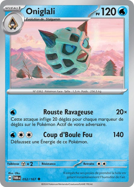 Carte Pokémon Oniglali 052/167 TWM Mascarade Crépusculaire EV06 Neuf FR LorenZone