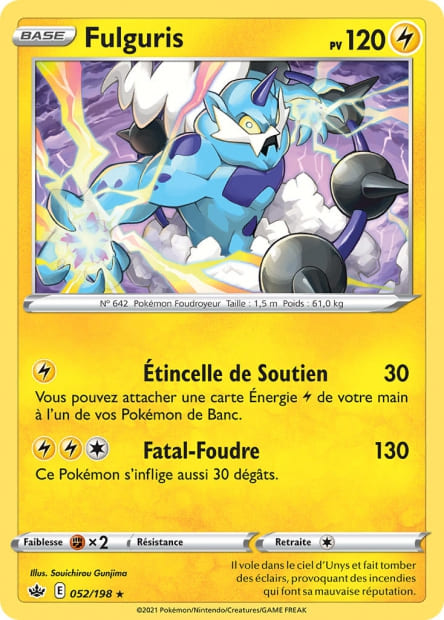Carte Pokémon Fulguris 052/198 CRE Règne de Glace EB06 Neuf FR LorenZone