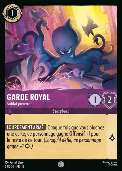 Carte Lorcana - Disney Garde royal, Soldat pieuvre 052/204 Commune Rachel Elese Chapitre 08 Le Règne de Jafar ROJ Neuf FR LorenZone