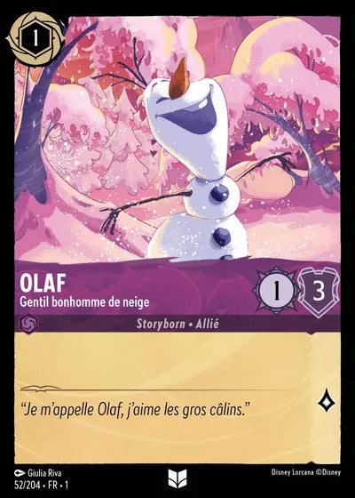 Carte Lorcana - Disney Olaf, Gentil bonhomme de neige 052/204 Chapitre 01 Premier Chapitre FC Neuf FR LorenZone