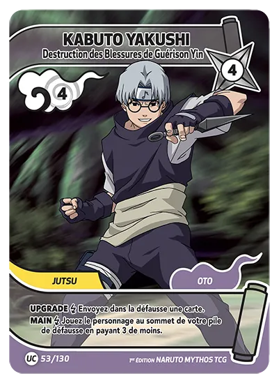 Carte Naruto Mythos KABUTO YAKUSHI – Destruction des Blessures de Guérison Yin 053/130 UC 1er Chapitre Neuf FR LorenZone