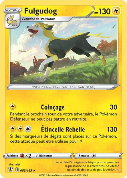 Carte Pokémon Fulgudog 053/163 SWSH5 Styles de Combat EB05 Neuf FR LorenZone