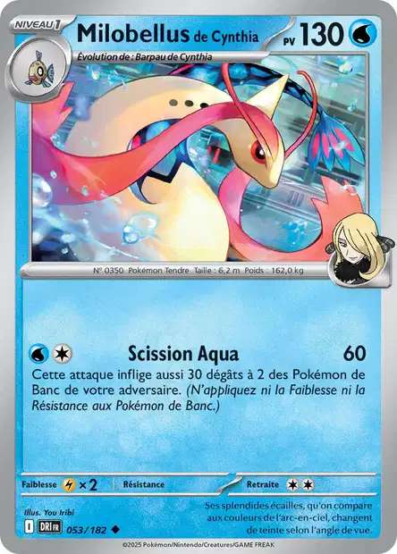 Carte Pokémon Milobellus de Cynthia 053/182 DRI Rivalités Destinées EV10 Neuf FR LorenZone