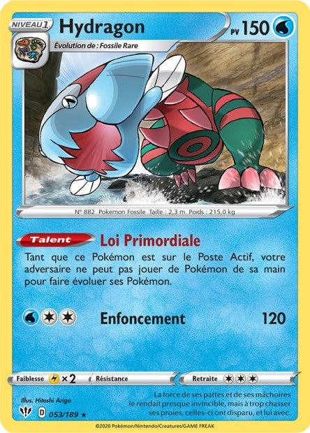 Carte Pokémon Hydragon 053/189 SWSH3 Ténèbres Embrasées EB03 Neuf FR LorenZone