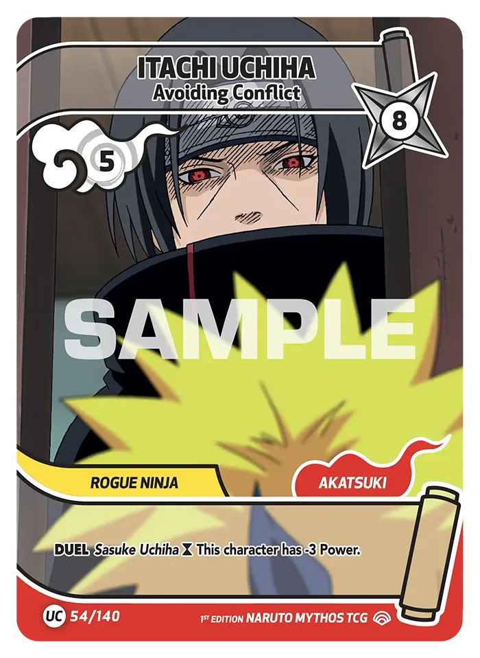 Carte Naruto Mythos Itachi Uchiha Avoiding Conflict 054/140 Uncommon Full Art Shinobi Shiren 2ème Chapitre Neuf EN LorenZone