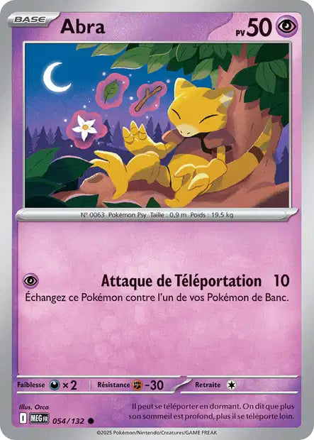 Carte Pokémon Abra 054/132 MEG Méga-Évolution ME01 Neuf FR LorenZone