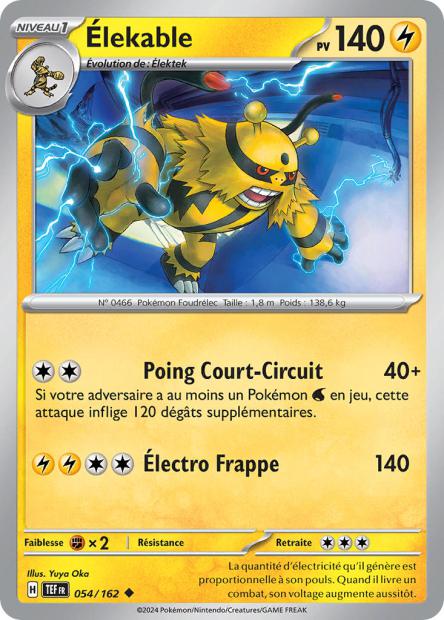 Carte Pokémon Élekable 054/162 TEF Forces Temporelles EV05 Neuf FR LorenZone