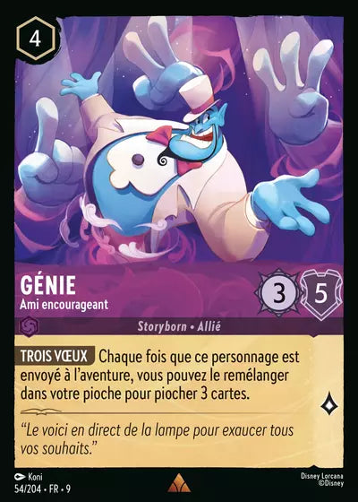Carte Lorcana - Disney Génie, Ami encourageant 054/204 Chapitre 09 Fabuleux FAB Neuf FR LorenZone