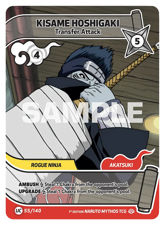 Carte Naruto Mythos Kisame Hoshigaki Transfer Attack 055/140 Uncommon Full Art Shinobi Shiren 2ème Chapitre Neuf EN LorenZone