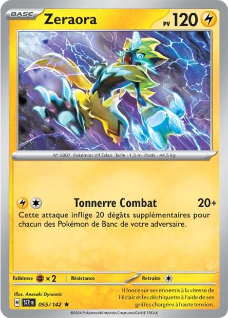 Carte Pokémon Zeraora 055/142 SCR Couronne Stellaire EV07 Neuf FR LorenZone
