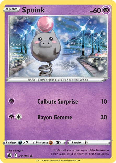 Carte Pokémon Spoink 055/163 SWSH5 Styles de Combat EB05 Neuf FR LorenZone