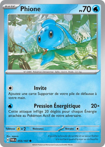 Carte Pokémon Phione 055/167 TWM Mascarade Crépusculaire EV06 Neuf FR LorenZone