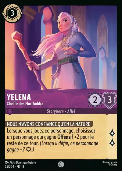 Carte Lorcana - Disney Yelena, Cheffe des Northuldra 055/204 Commune Aisha Durmagambetova Chapitre 08 Le Règne de Jafar ROJ Neuf FR LorenZone