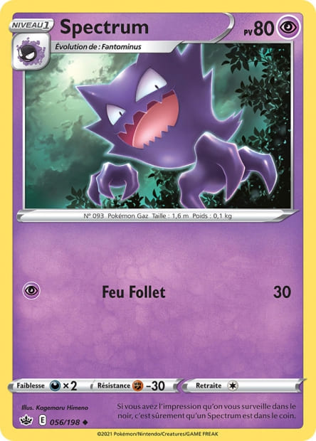 Carte Pokémon Spectrum 056/198 CRE Règne de Glace EB06 Neuf FR LorenZone