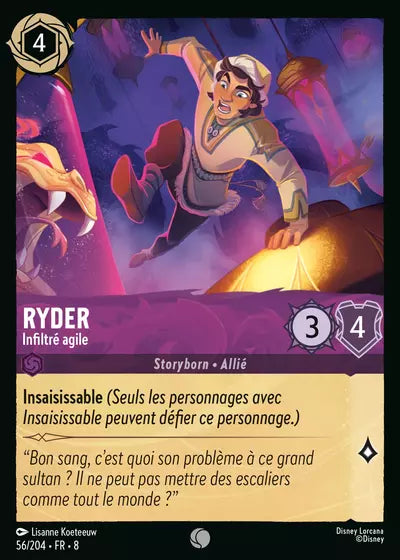 Carte Lorcana - Disney Ryder, Infiltré agile 056/204 Commune Lisanne Koeteeuw Chapitre 08 Le Règne de Jafar ROJ Neuf FR LorenZone