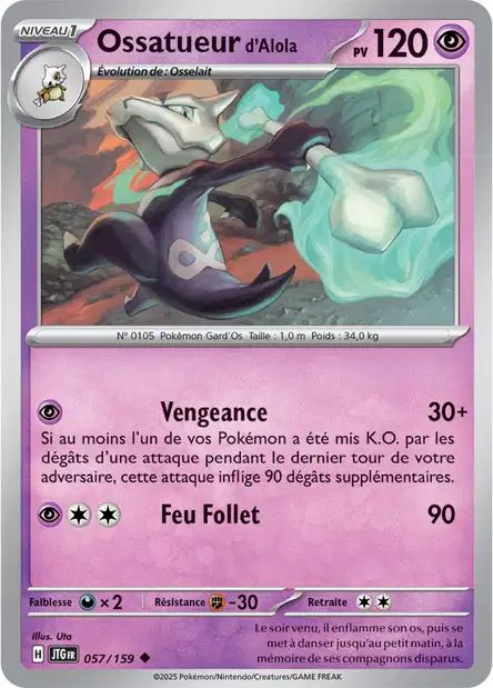 Carte Pokémon Ossatueur Alola 057/159 JTG Aventures Ensemble EV09 Neuf FR LorenZone