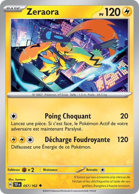 Carte Pokémon Zeraora 057/162 TEF Forces Temporelles EV05 Neuf FR LorenZone