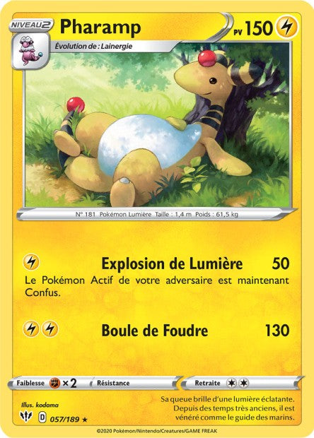 Carte Pokémon Pharamp 057/189 SWSH3 Ténèbres Embrasées EB03 Neuf FR LorenZone
