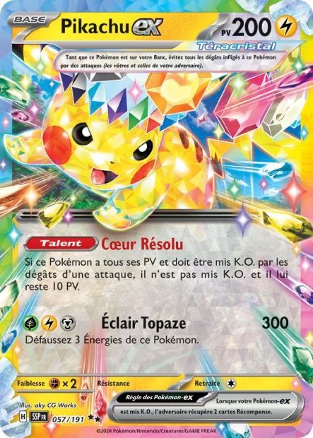 Carte Pokémon Pikachu EX 057/191 SSP Étincelles Déferlantes EV08 Neuf FR LorenZone