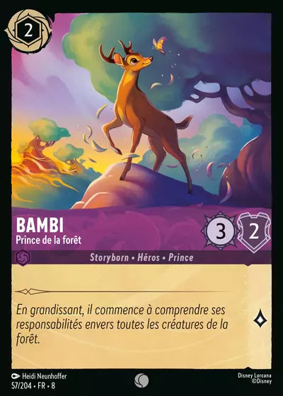 Carte Lorcana - Disney Bambi, Prince de la forêt 057/204 Commune Heidi Neunhoffer Chapitre 08 Le Règne de Jafar ROJ Neuf FR LorenZone