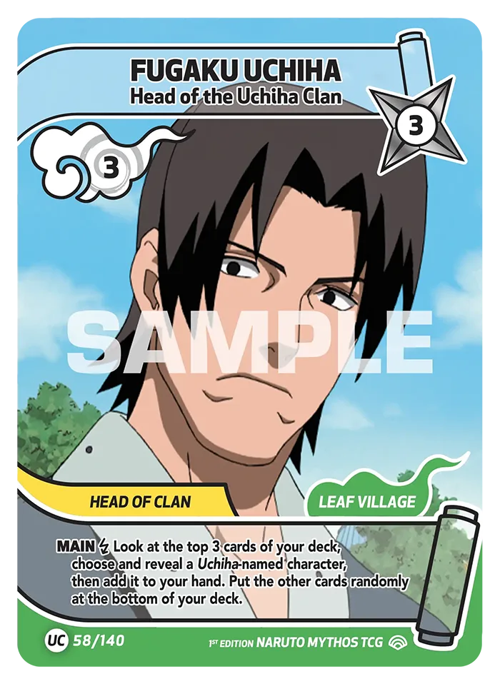 Carte Naruto Mythos Fugaku Uchiha Head of the Uchiha Clan 058/140 Uncommon Full Art Shinobi Shiren 2ème Chapitre Neuf EN LorenZone