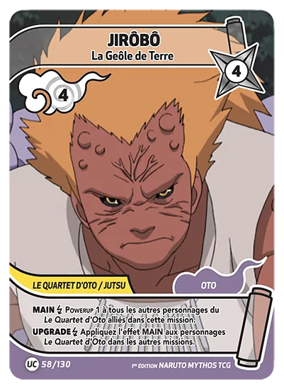 Carte Naruto Mythos JIRÔBÔ – La Géôle de Terre 058/130 UC 1er Chapitre Neuf FR LorenZone