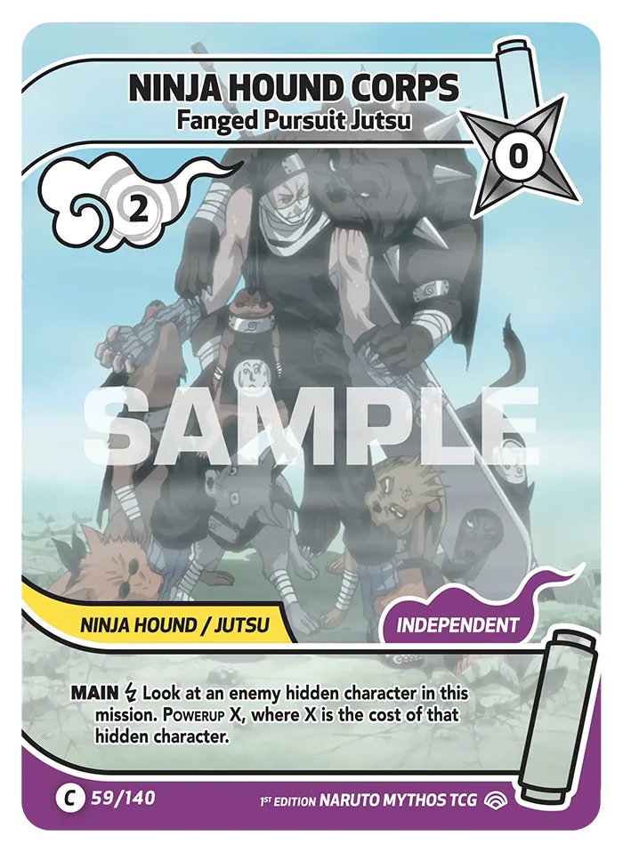 Carte Naruto Mythos Ninja Hound Corps Fanged Pursuit Jutsu 059/140 Common Full Art Shinobi Shiren 2ème Chapitre Neuf EN LorenZone