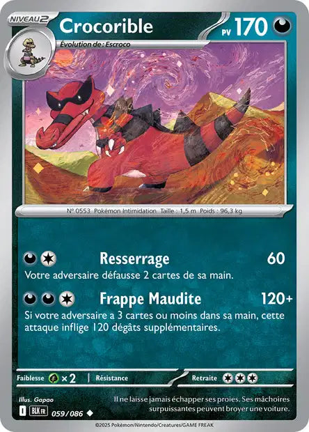 Carte Pokémon Crocorible 059/086 BLK Foudre Noire EV10_5 Neuf FR LorenZone