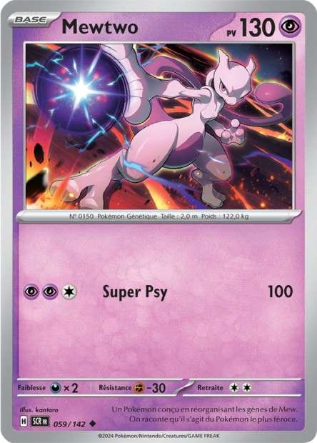 Carte Pokémon Mewtwo 059/142 SCR Couronne Stellaire EV07 Neuf FR LorenZone