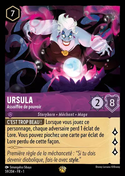 Carte Lorcana - Disney Ursula, Assoiffée de pouvoir 059/204 Chapitre 01 Premier Chapitre FC Neuf FR LorenZone